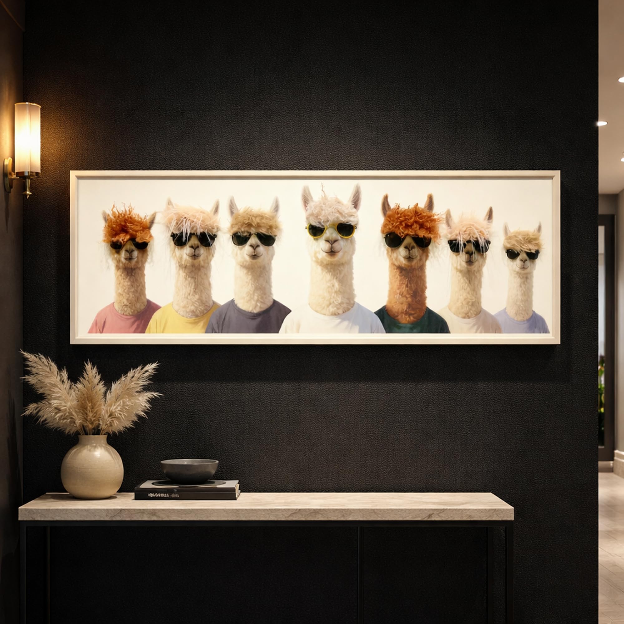 UNUS Wall Art 3D Hairfusion Alpakas im Shirt mit Sonnenbrille 120x40