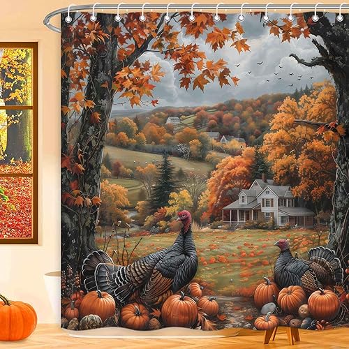 Miniatura 7 de Cortina de ducha de tela impermeable con ganchos, 72 x 72 pulgadas