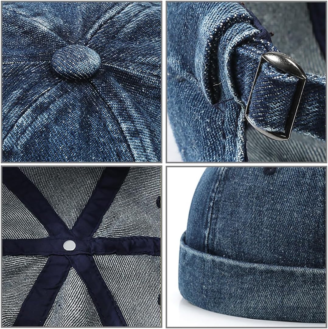 Glamorstar Brimless Dome Hats for Women Men Sailor Beanie Cap Vintage Docker Hat - Image 3