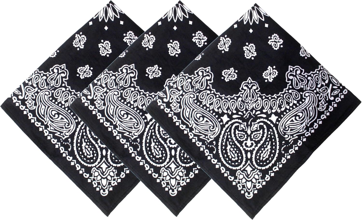 CRAFT KALA 3 Pack Pure Cotton Paisley Pattern Bandanas Square Scarf Headwear