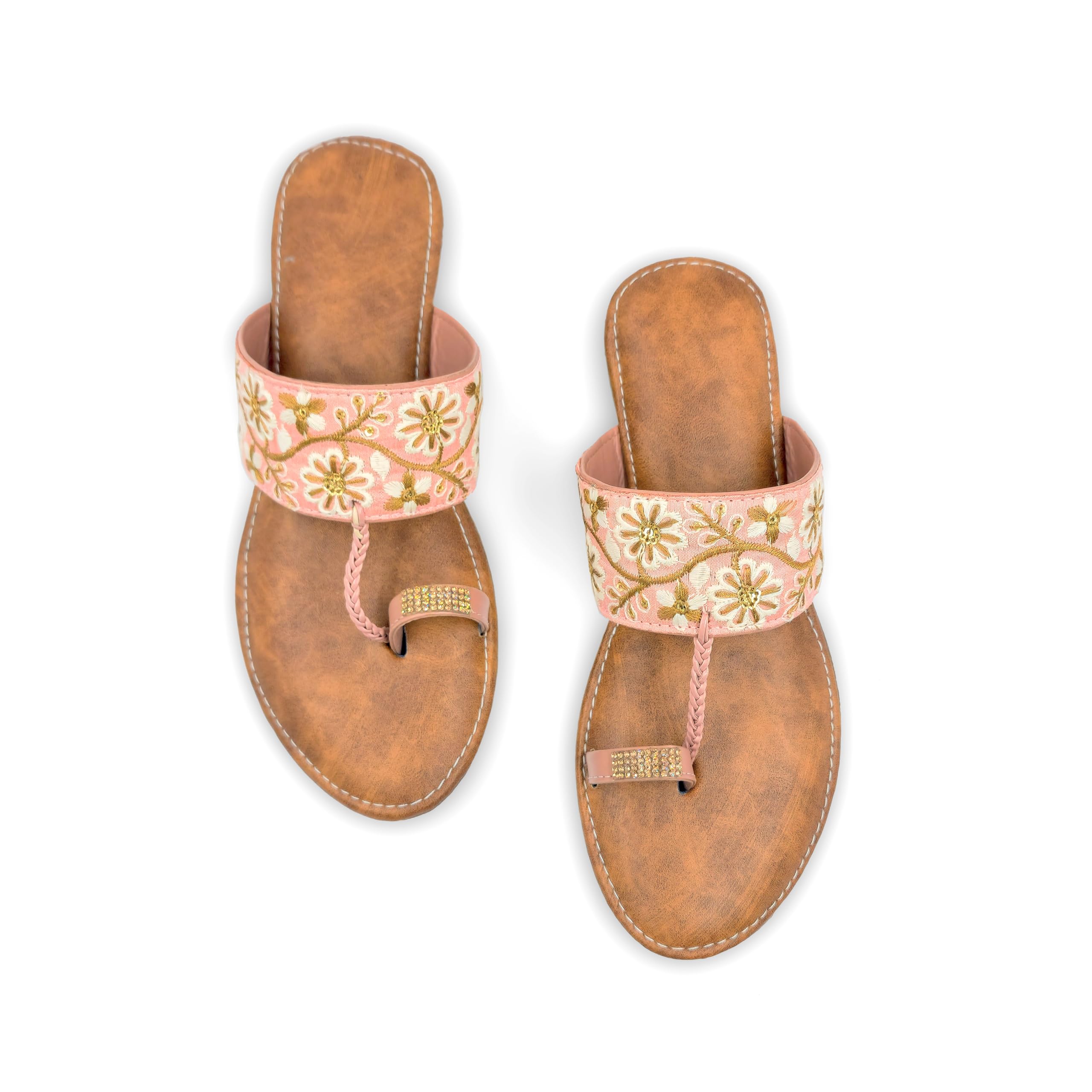 Shoebration Embroidered Pink Toe-Ring Flat Sandals For Women (B0D6NYNHBN) Amazon Price History, Amazon Price Tracker