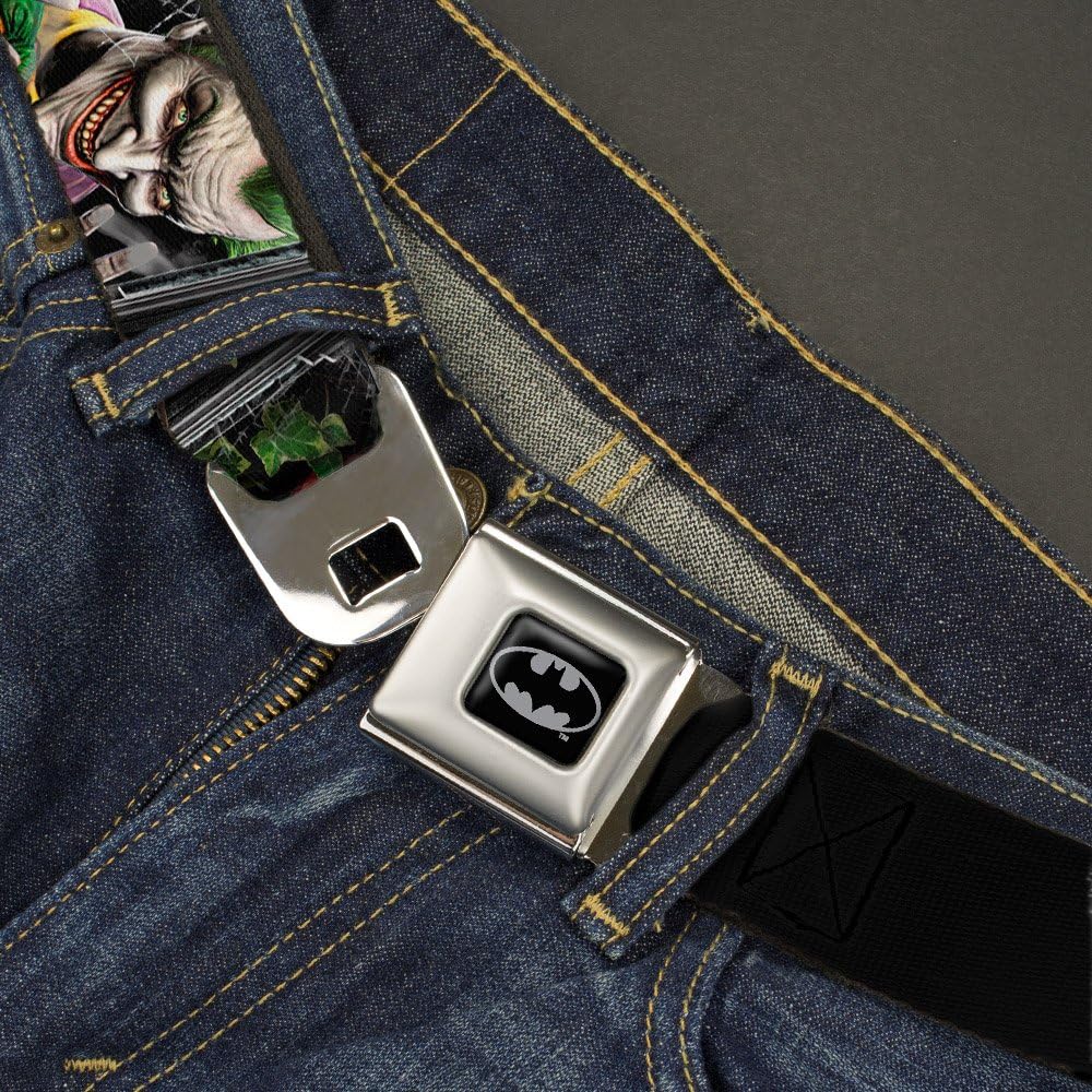 Buckle-Down Men's Seatbelt Belt Kids, BATMAN ARKHAM ASYLUM Patients Joker/poison Ivy/marled Quinn 1.0" Wide-20-36 Inches : Clothing, Shoes & Jewelry