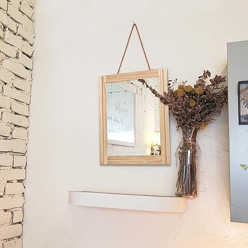 Miniatura 4 de AAZZKANG Espejos rústicos para pared con marco de madera rectangular decorativo para casa de campo, dormitorio, baño, sala de estar, oficina en casa