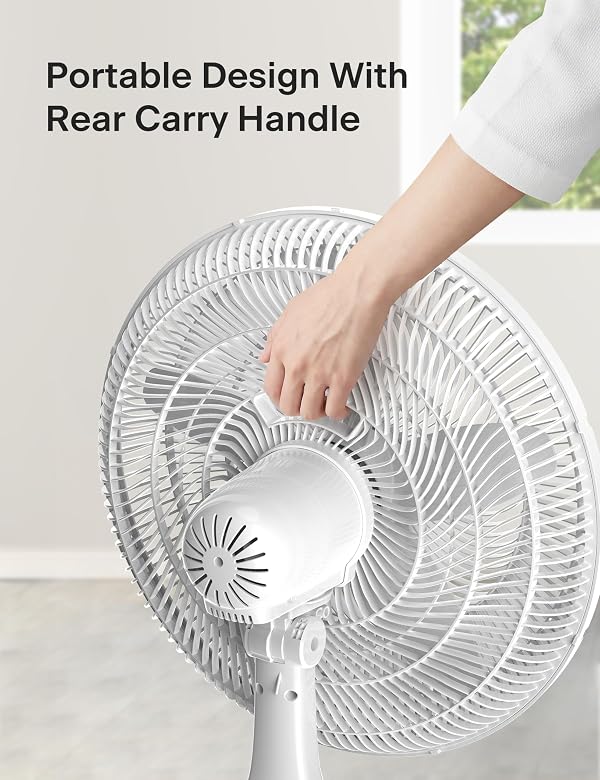 PELONIS 18" 5-Blade Adjustable Oscillating Pedestal Fan with Remote, White by PELONIS - Image 7