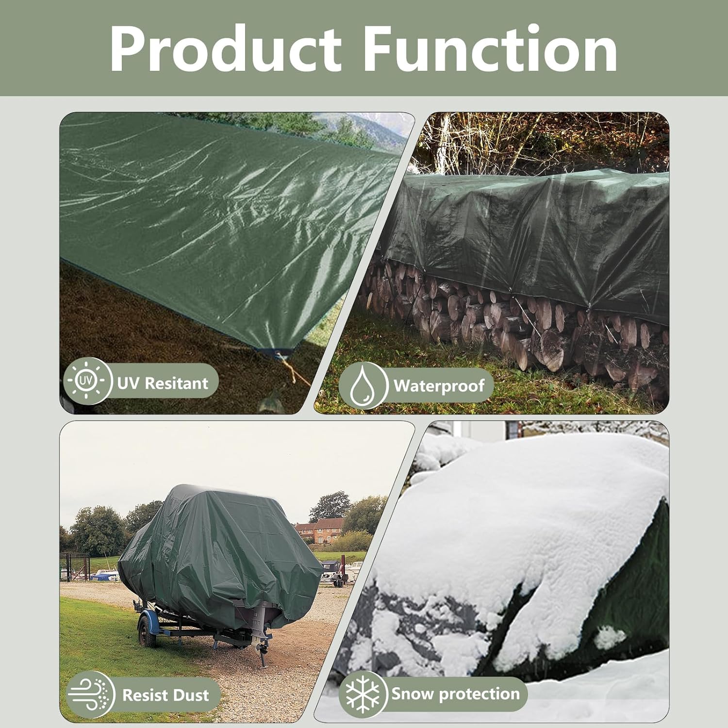 Tarps Heavy Duty Waterproof 20×20FT, 6 Mil Waterproof Tarp Grommets and Reinforced Edges, Tarpaulin Cover for Outdoor Camping, Deck, Roof, Pool, Tent, Boat, RV,Included Utility Rope