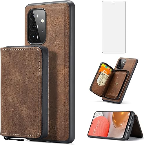 Funda de teléfono para Samsung Galaxy A52/A52S 5G Funda tipo cartera con protector de pantalla de vidrio templado y soporte para tarjeta de crédito,