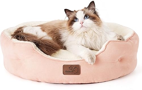 Bedsure Camas para perros pequeños, camas redondas para gatos de interior, cama lavable para cachorros y gatitos con parte inferior antideslizante,