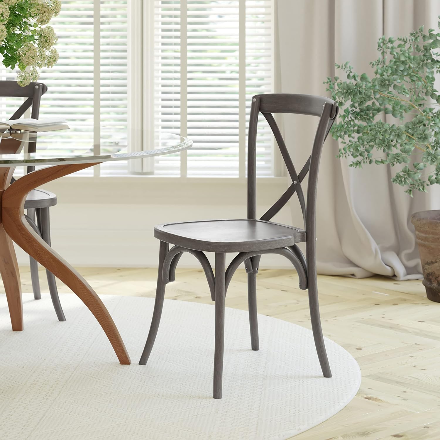 EMMA + OLIVER Grey X-Back Chair