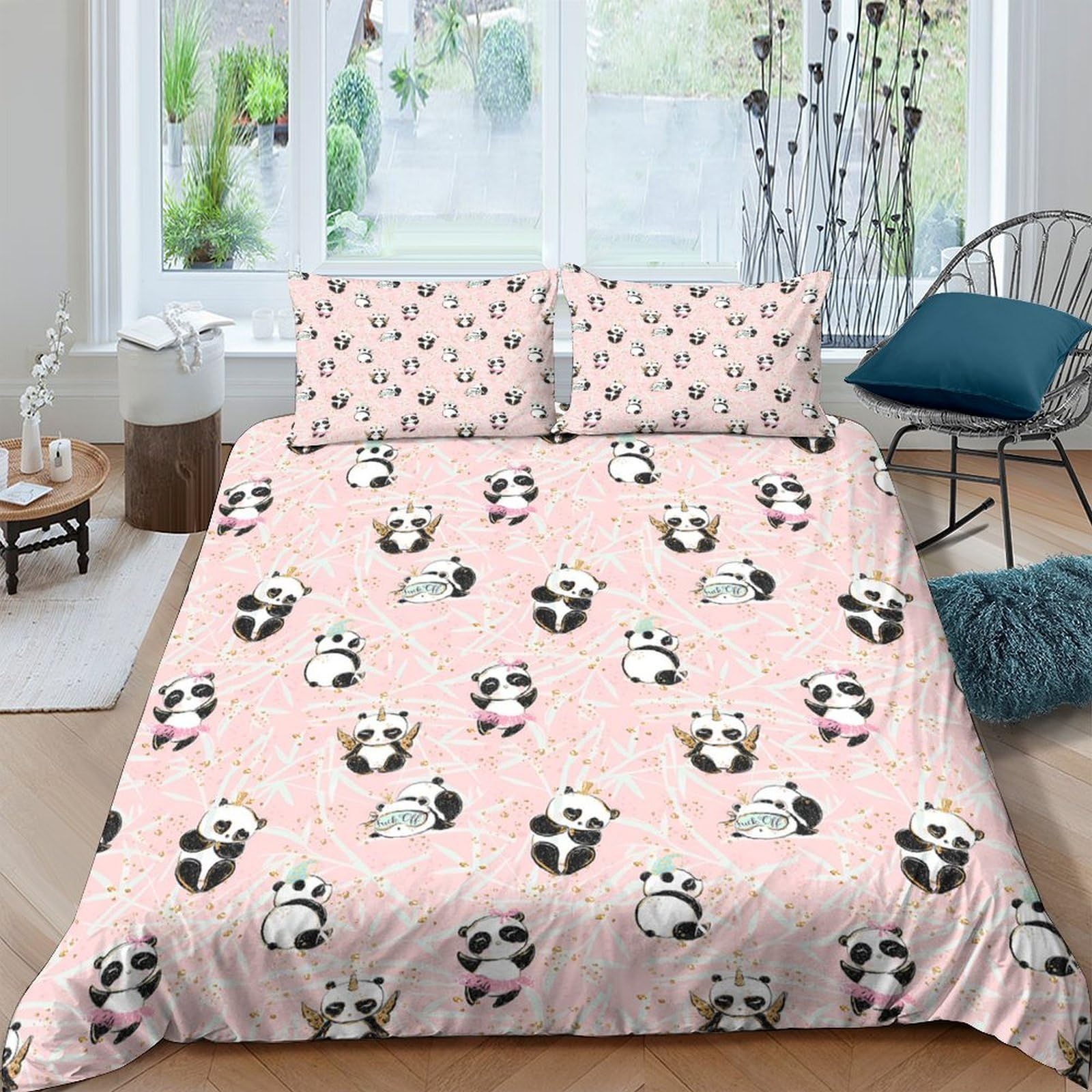 XFKLYNVCJ 3D Printed Panda cute design Bedding Cover Durable Fabric Cartoon playful style Quilt Cover Soft Comfortable Easy Care Family Home Bedroom Use King（220x240cm）
