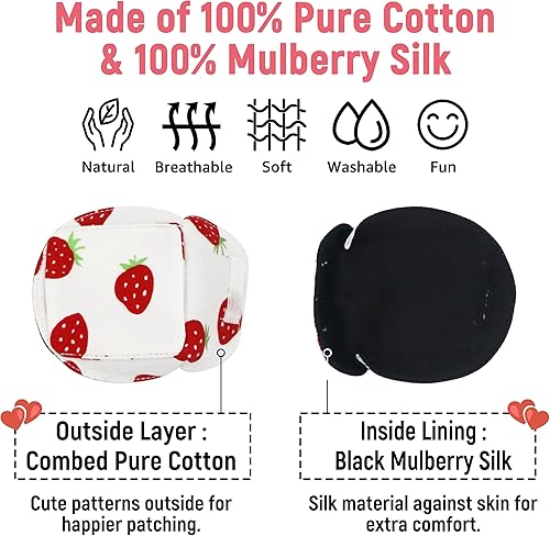 Miniatura 3 de Parche para ojos de algodón y seda 3D para niños, parche de ojos para niñas para gafas  Parche médico para niños con ojo perezoso (fresa, ojo