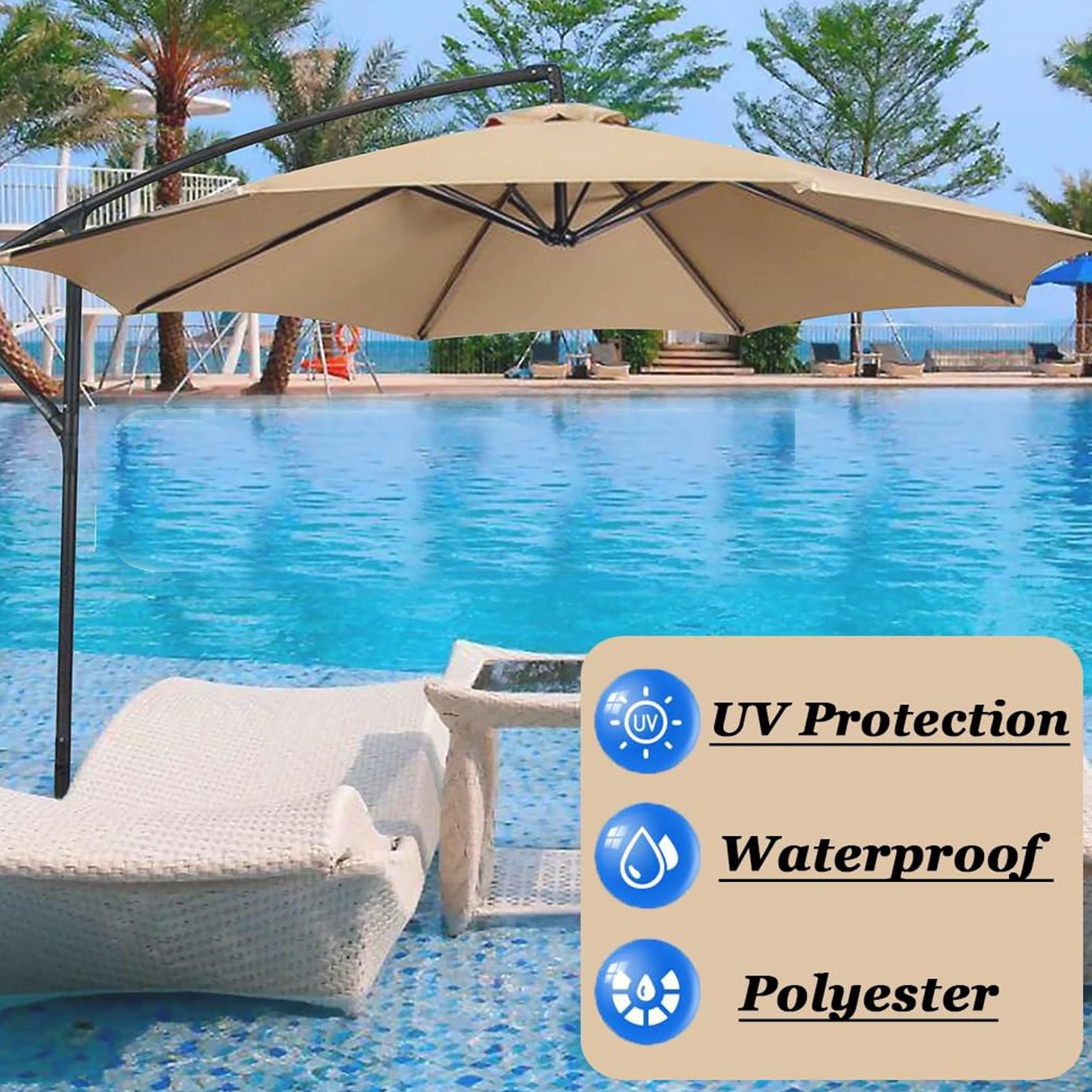 Telo Ombrellone Esterno, 6/8 Stecche, Antintemperie UV, Patio Giardino | Copertura durevole resistente a UV e acqua per patio, giardino e spiaggia.(Burgundy,3.5m/11.5ft8 Rib)