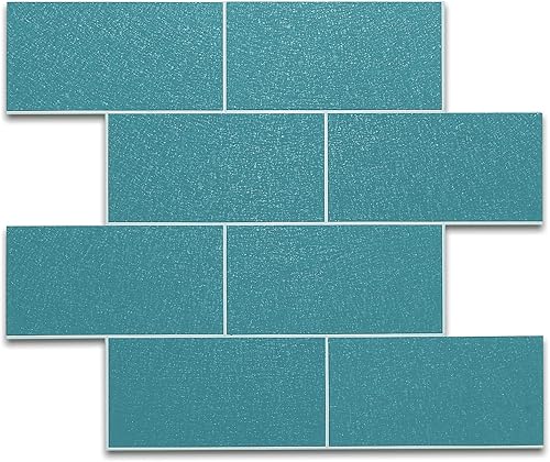10 hojas de azulejos en muro con adhesivo enmarcado en azulejos de pared para cocina, baño, chimenea, caravanas y más (11.9 x 12.2 pulgadas, azul