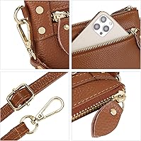 Vista 6 de YALUXE Clutch Wristlet - Cartera de piel auténtica con bloqueo RFID y cadena de hombro
