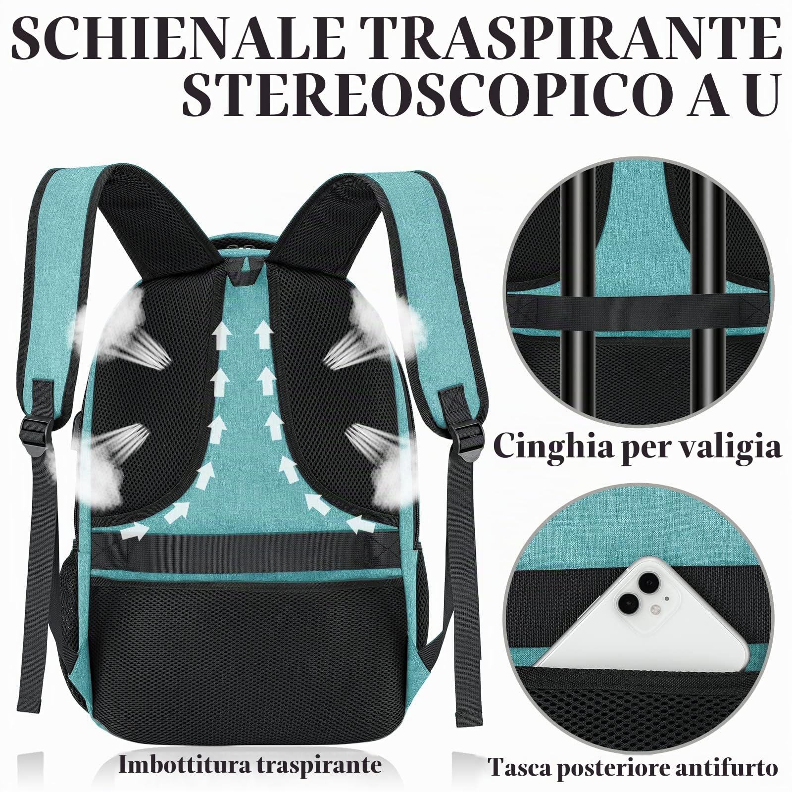 BIKROD Zaino da uomo e donna, zaino per la scuola, per ragazzi, ragazze, adolescenti, impermeabile, borsa per laptop da 17,3 pollici, con porta di ricarica USB, per lavoro, viaggi, escursionismo, con