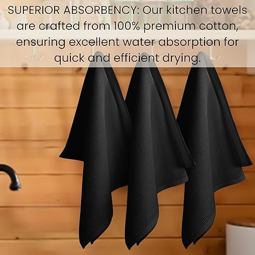 Miniatura 5 de Juego de 6 toallas de cocina de punto gofre, paquete de 6 paños de cocina de algodón para secar platos de 16 x 28 pulgadas, toallas de mano de