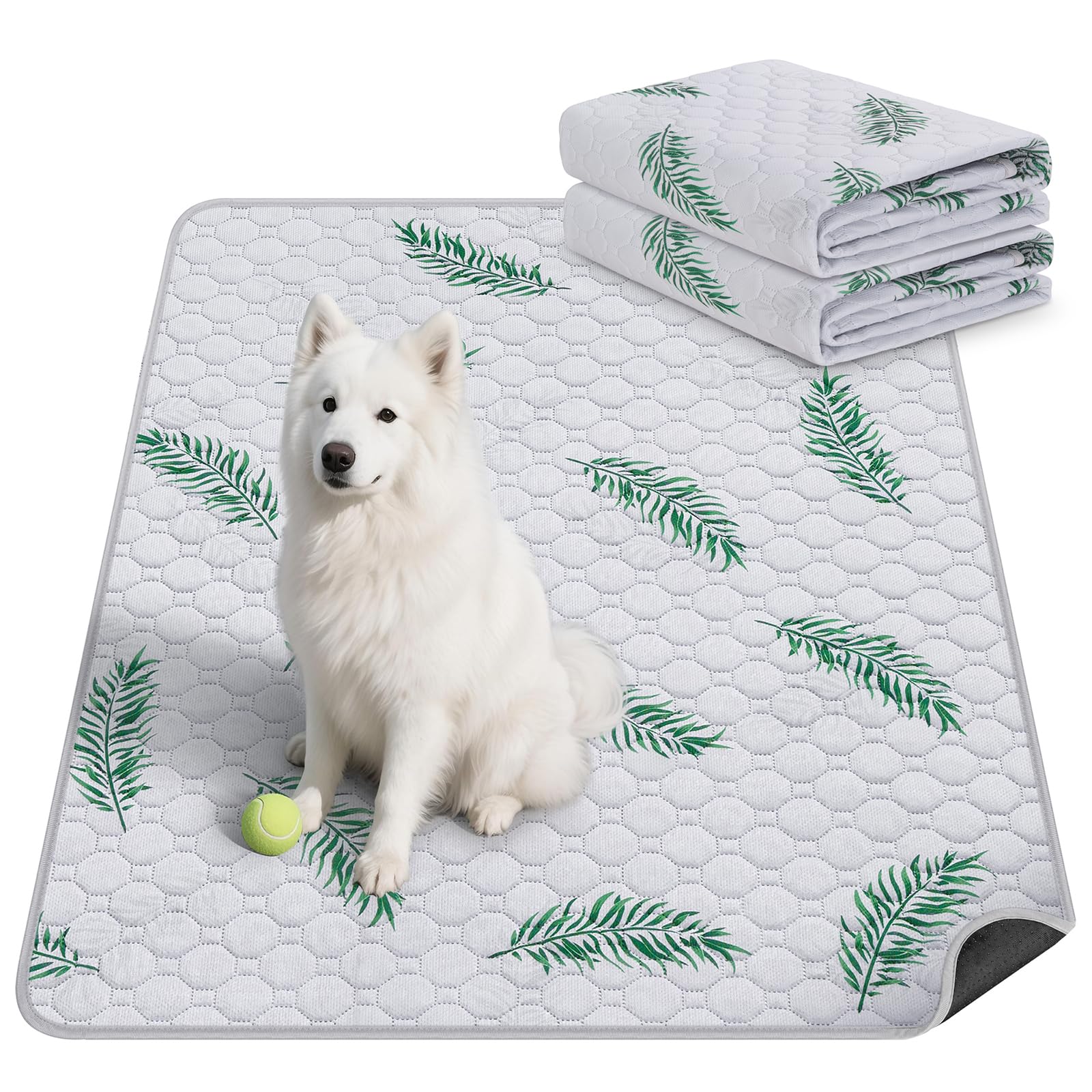 Washable Dog Pee Pads, Non-Slip Waterproof, 92 x 92 cm, 2 Pack, Leaf