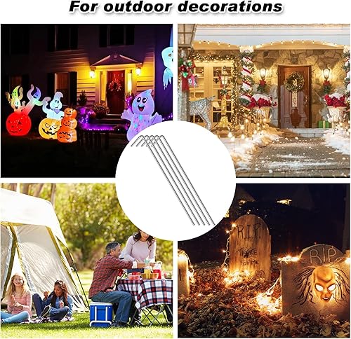 Miniatura 7 de FEED GARDEN Estacas de tienda de campaña de 7 pulgadas, paquete de 18 estacas inflables para decoración al aire libre, clavijas de metal