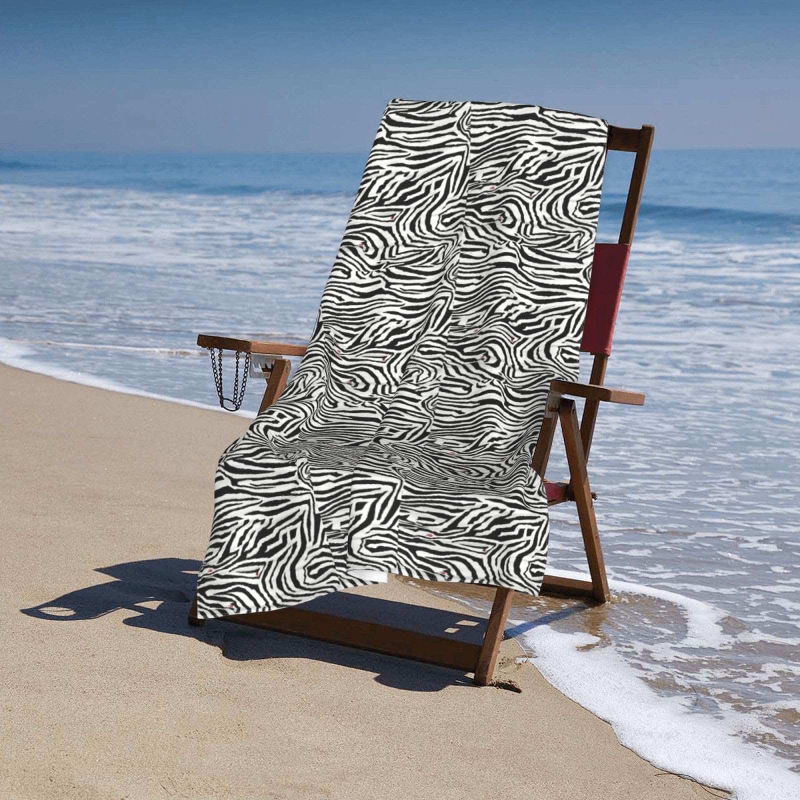 Toallas de playa de gran tamaño con estampado de cebra para adultos, de secado rápido, suaves, ligeras, regalo de viaje