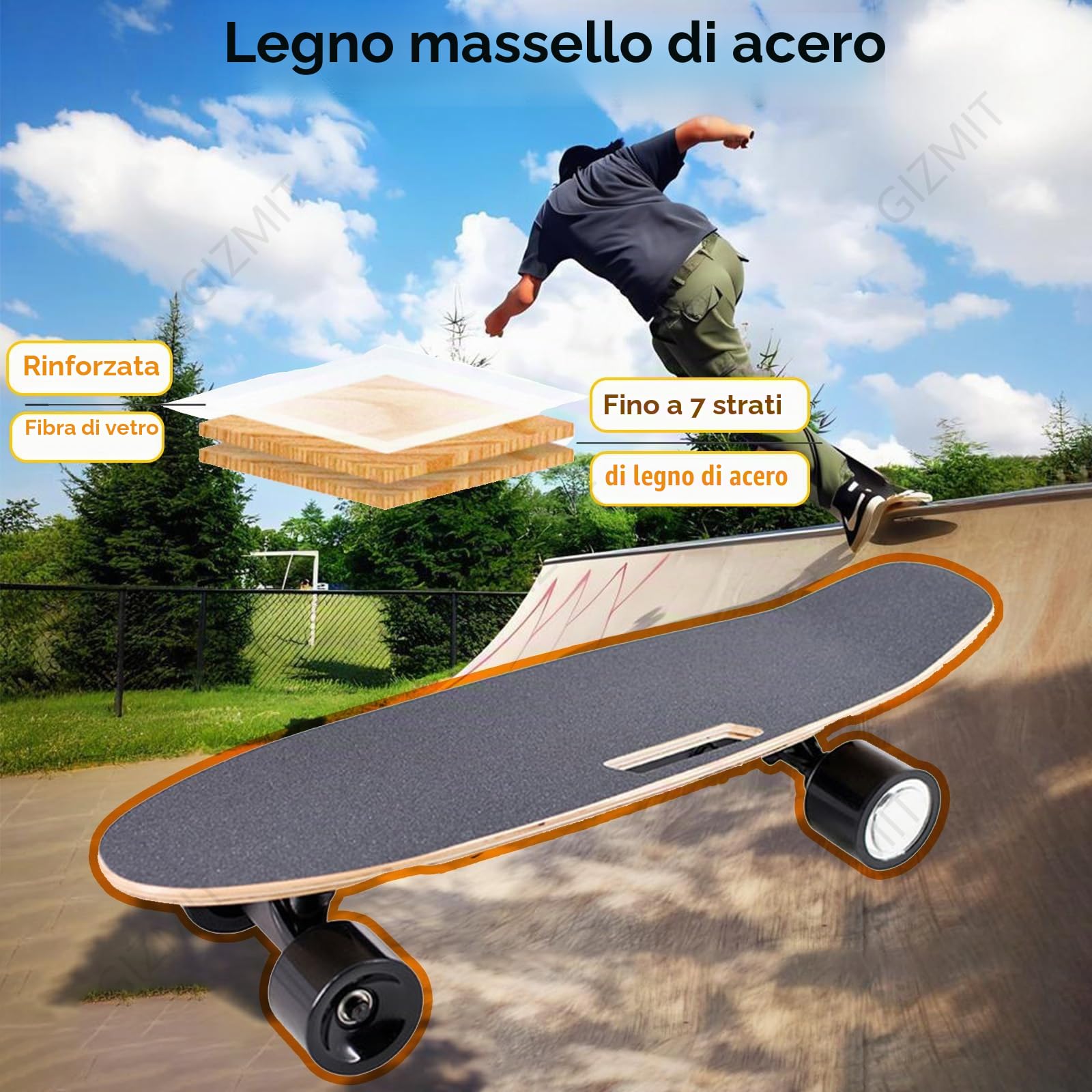 Skateboard elettrici per adulti, skateboard elettrico per tutti i terreni con telecomando - velocità massima 15mph, autonomia 8 miglia, skateboard per adolescenti e adulti, struttura resistente