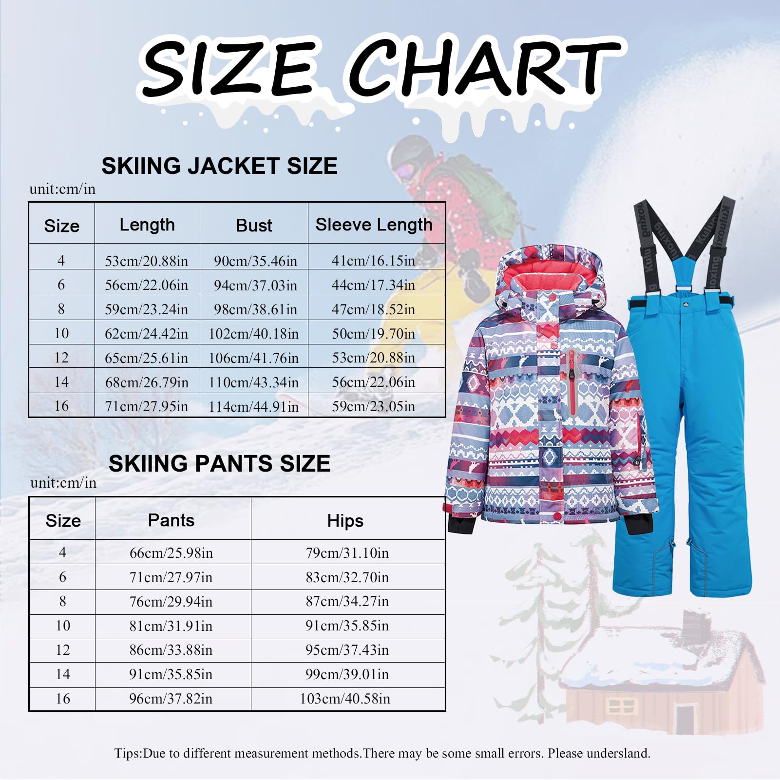 Conjunto de traje de esquí infantil de 2 piezas con capucha, traje de nieve impermeable a prueba de viento para niños y niñas, chaqueta de esquí cálida y pantalones de esquí, pixeles y