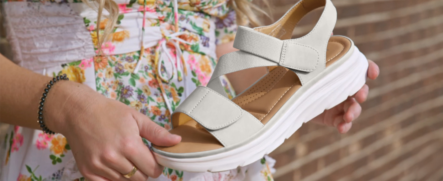 Amazon.com | Vilanva Women's Summer Walking Sandals Low Wedge Open