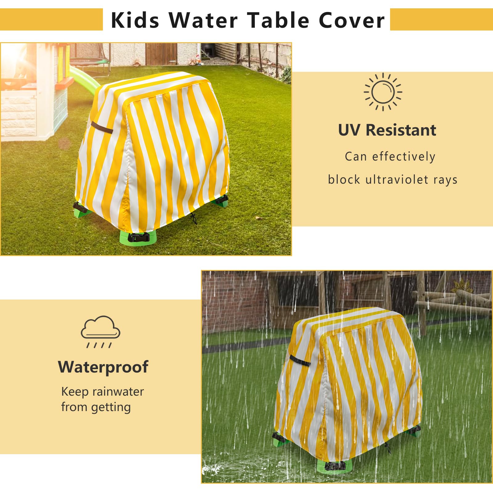 Aacabo Water Table Cover For Kids - Waterproof, Dust Proof, UV Resistant Outdoor Toy Cover, Grey - View #2