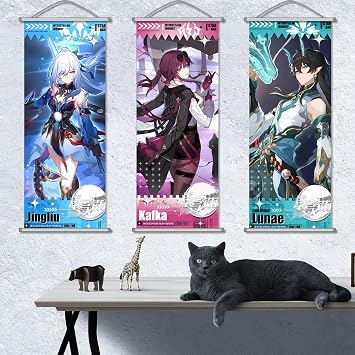 Rainteam Honkai: Star Rail Scroll Poster for Indoor Décor(27.5 inch x 10 inch), Hanging Wall HD Printing Artistic Canvas Honkai: Star Rail Character Posters for Game(Ashveil)