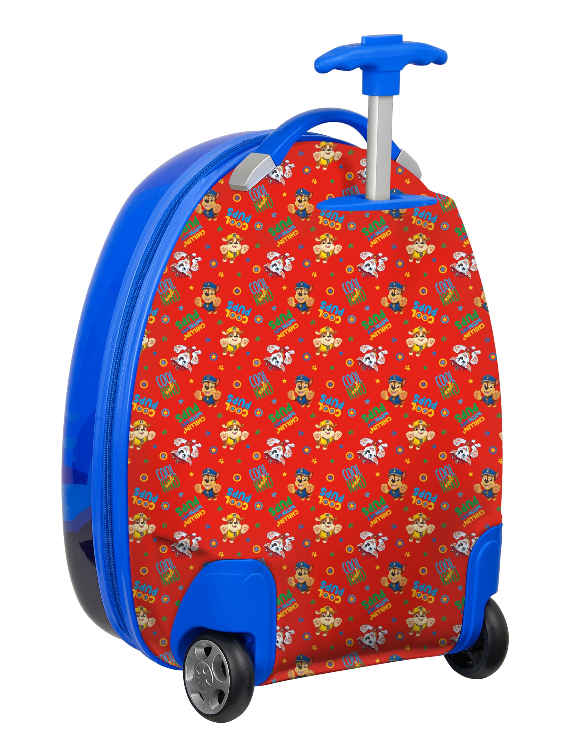 PAW PATROL COOL - Trolley da cabina da 16 pollici, valigia con ruote, lucchetto di sicurezza, valigia leggera, 28 x 23 x 43 cm, Rosso/blu, M, Casual