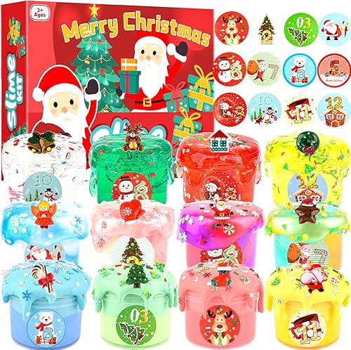 Slime de Navidad, Kit de Slime de Cristal Galaxia Mantequilla - Rellenos para Calcetines de Navidad, Elástico, Suave y Perfumado - Ideal para