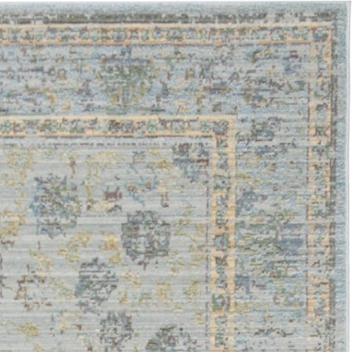Miniatura 4 de SAFAVIEH Valencia Collection - Alfombra de 8 x 10 pies, color azul claro y turquesa, diseño bohemio chic envejecido, no desprende pelusa y de fácil