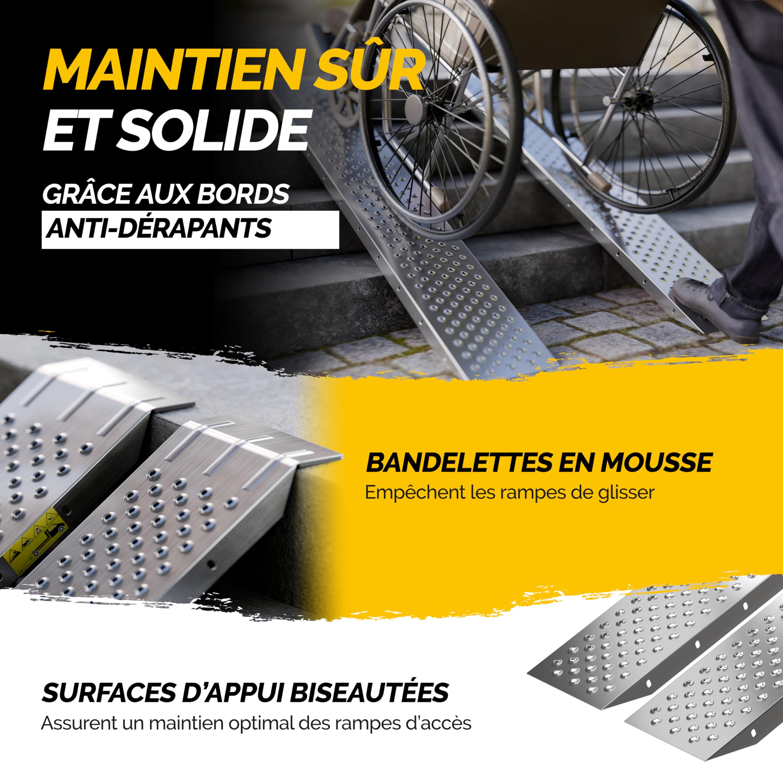MONZANA® Lot de 2 rampes de Chargement en Acier galvanisé 160 cm Charge Max. 200 kg par Rampe Surface antidérapante