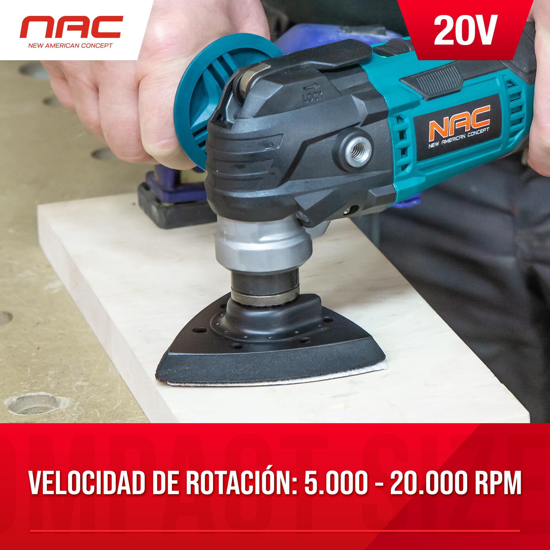 NAC Dispositivo multiusos inalámbrico MT-LI-ST-20V, verde, luz LED incorporada, el dispositivo es compatible con todas las baterías de la serie Akumultisystem 20V, con batería de 2.0 Ah y cargador