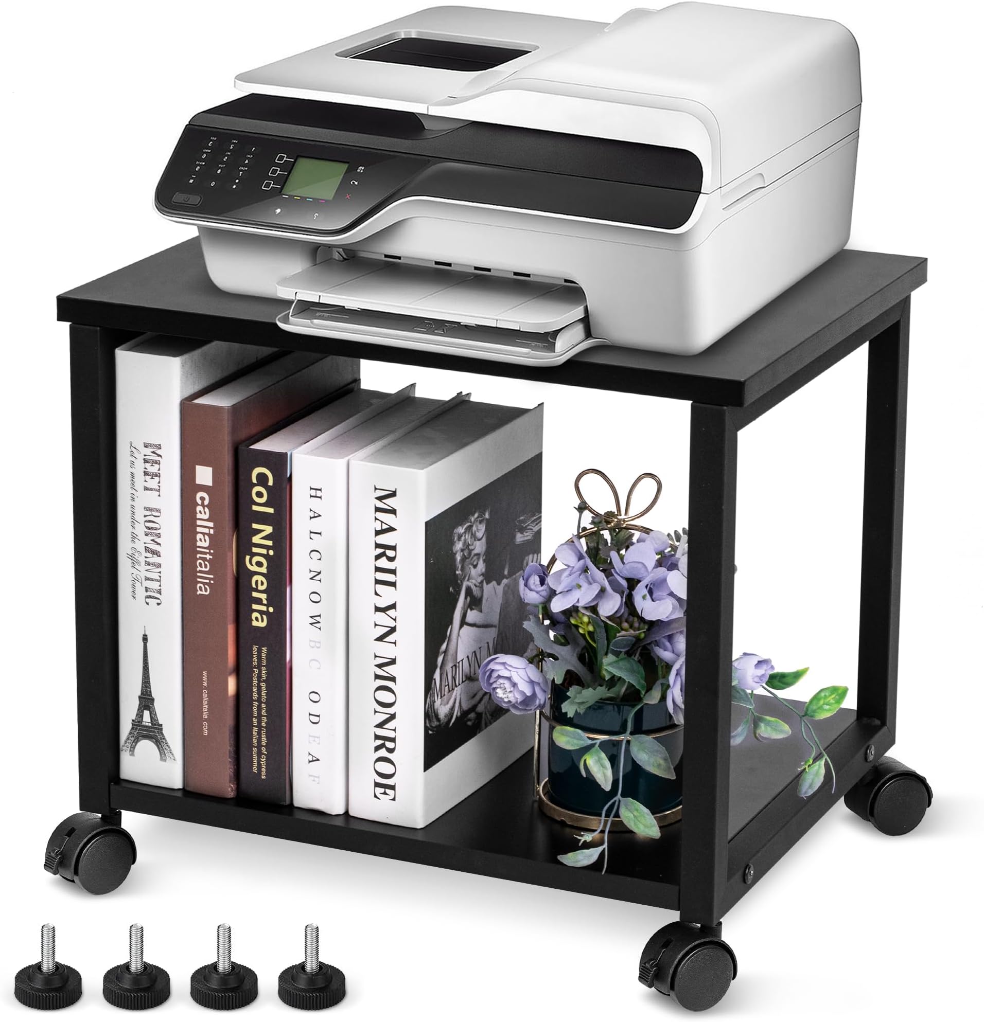 Amazon.com : Cakokow Under Desk Printer Stand - 2-Tier Industrial ...