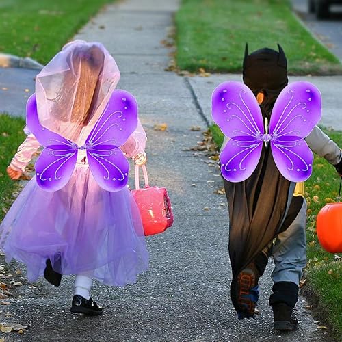 Miniatura 3 de NENMATTE Alas de hadas para niñas, alas de ángel brillantes, alas de hada de mariposa para fiesta de cumpleaños, disfraz de Halloween