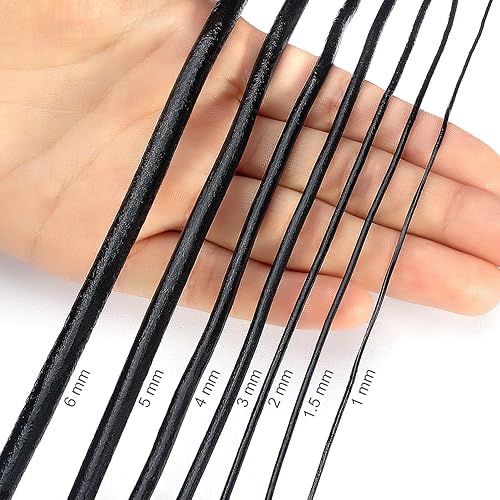 Miniatura 4 de Cordones de cuero redondos genuinos Beadnova de 0.05 a 0.19 in para el collar de la pulsera que rebordea la fabricación de la joyería, PS-0031-2003