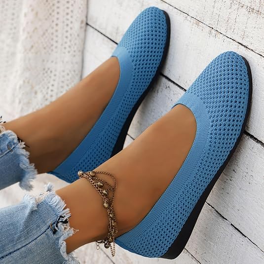 Ballerines Plates En Tricot Pour Femme - Confortables, Antidérapantes, Légères, Pour Bureau Et Quotidien - 3