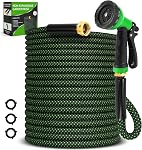Garden Hose 50ft, Non-Expanding Flexible Hose with 10 Function Nozzle, Lightweight, Kink Free, Sturdy, Leak-Proof, Portable, Water Hose 50ft for Outdoor, Yard, Lawn, Car Wash and Camper Use