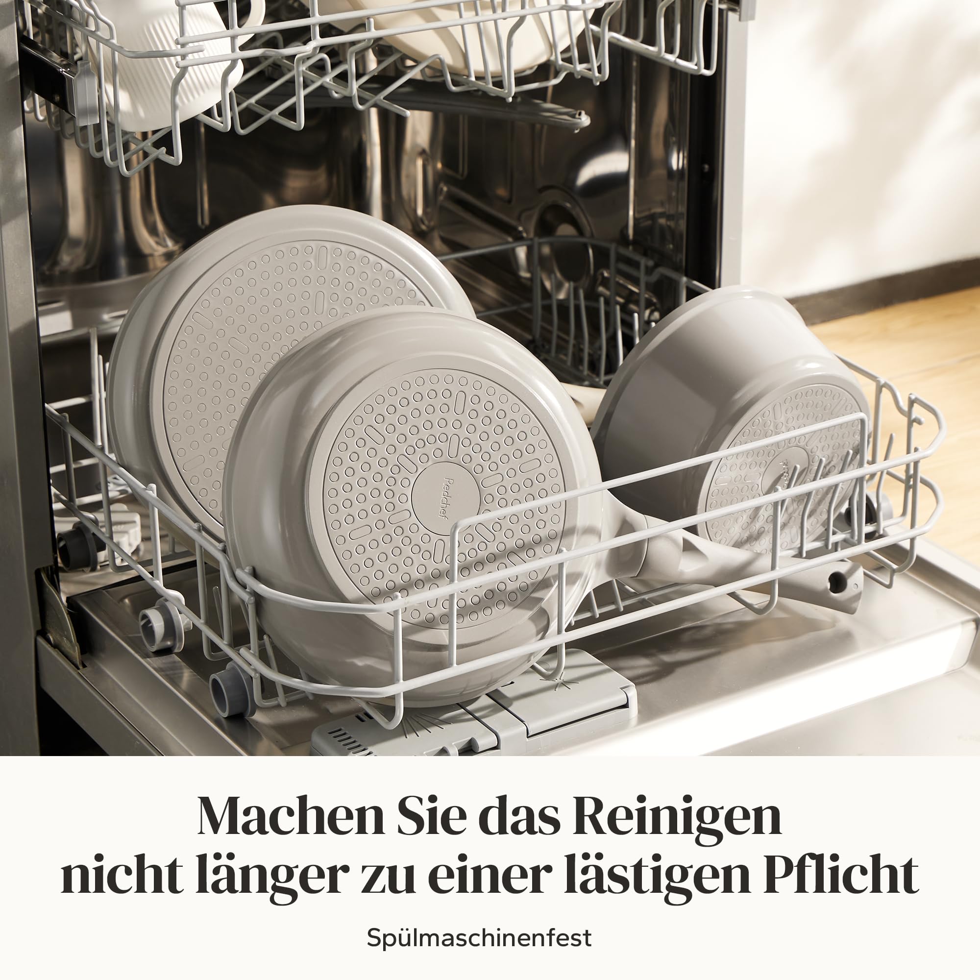 Set de Sartenes de Cerámica Redchef para Inducción 11 Piezas con Tapa de Vidrio - Sartenes Antiadherentes sin PTFE y PFAS - Aptas para Todo Tipo de Cocinas
