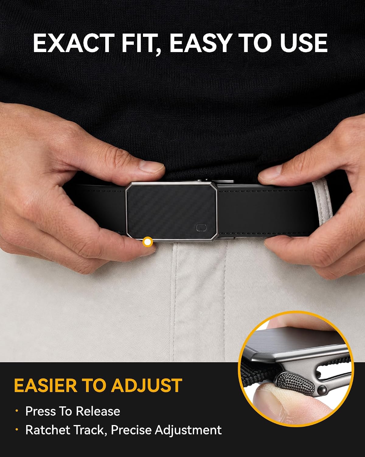 CHAOREN Ratchet Belt Men - 35mm Mens Belt Leather for Casual Jeans - Versatile Fit, Customizable Style