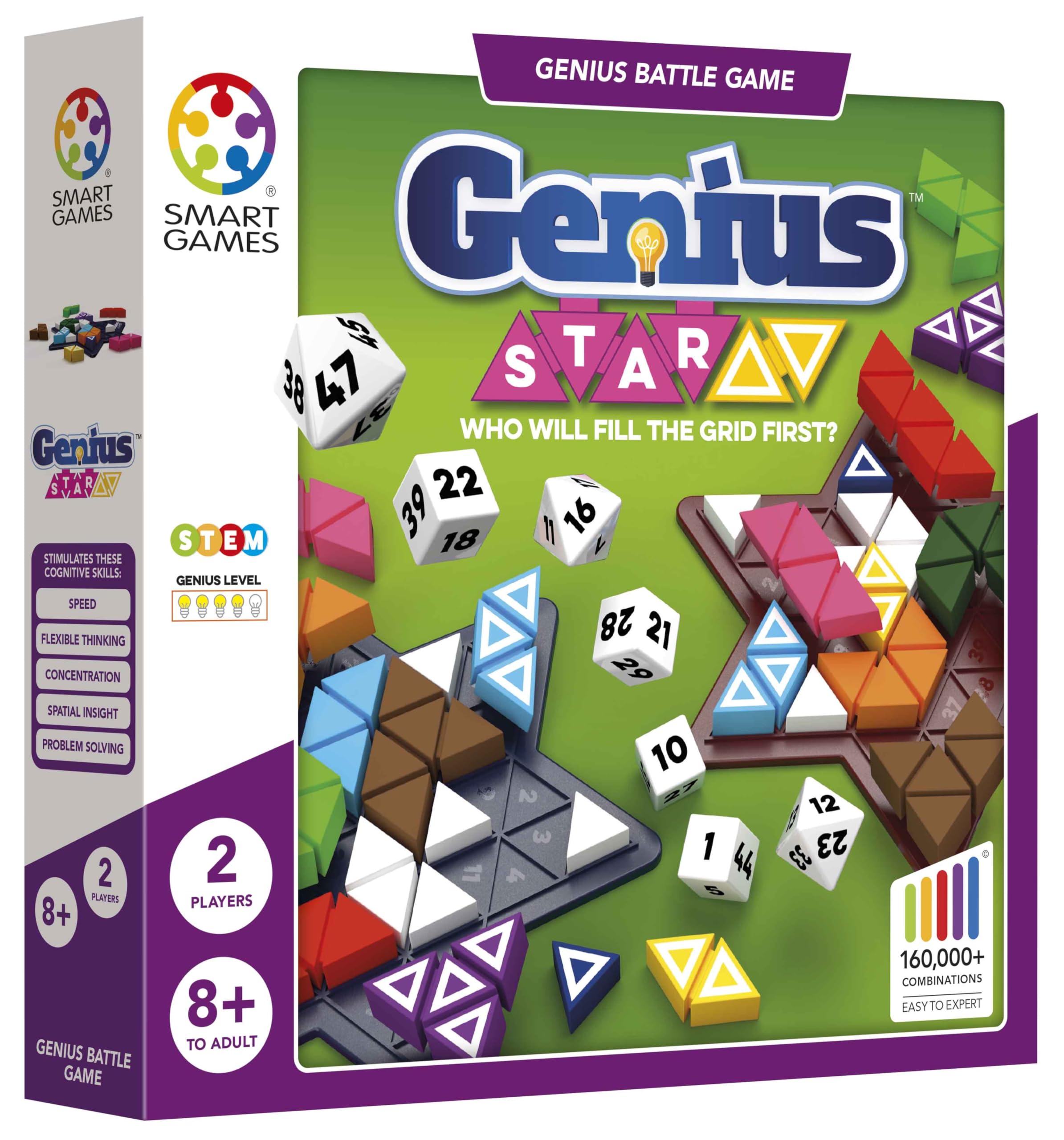 SmartGames The Happy Puzzle Company - The Genius Star - Educational Brainstorming - Strategy Game and Skill Building - 8 Years + - 1 or 2 Players - Multilingual - SGHP 002