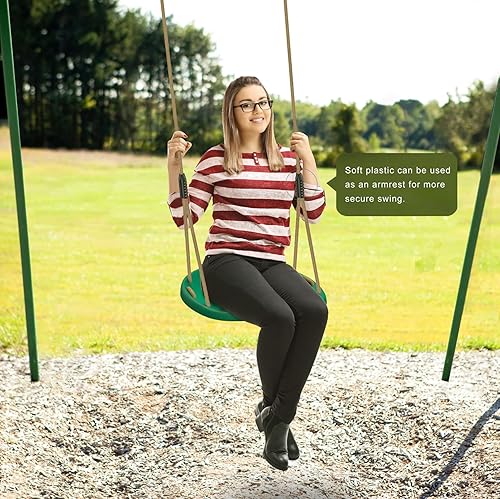 Miniatura 3 de BeneLabel Asiento de columpio resistente con cuerda ajustable y mosquetones, asiento de columpio antideslizante estilo cojín para niños y adultos