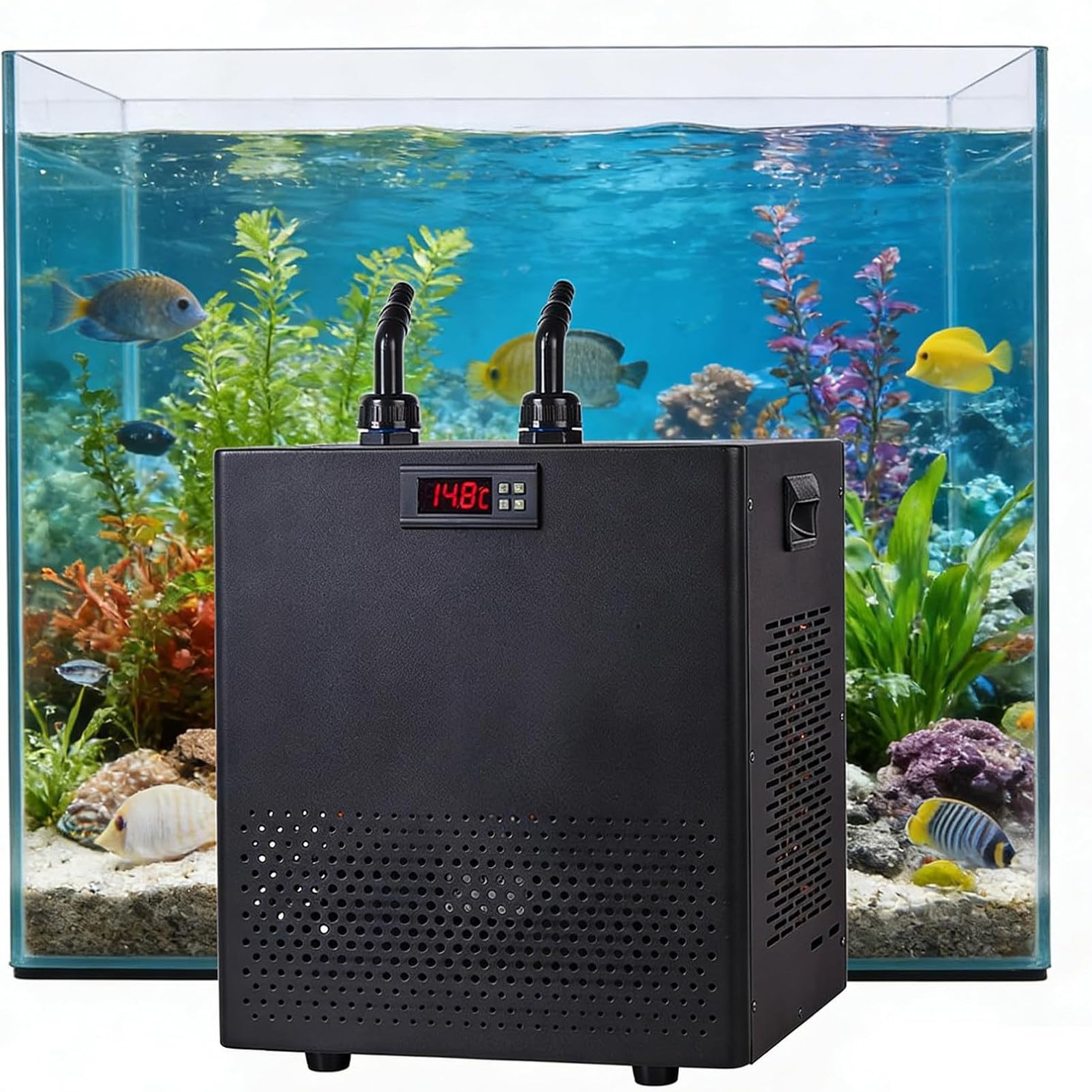 Aquarium- und Eisbad-Kühler (für 160/300/500 l), einstellbare Temperatur (5–40 °C / 41–104 °F), geräuscharmer Betrieb, geeignet für Hydroponik und Aquarien. 300L