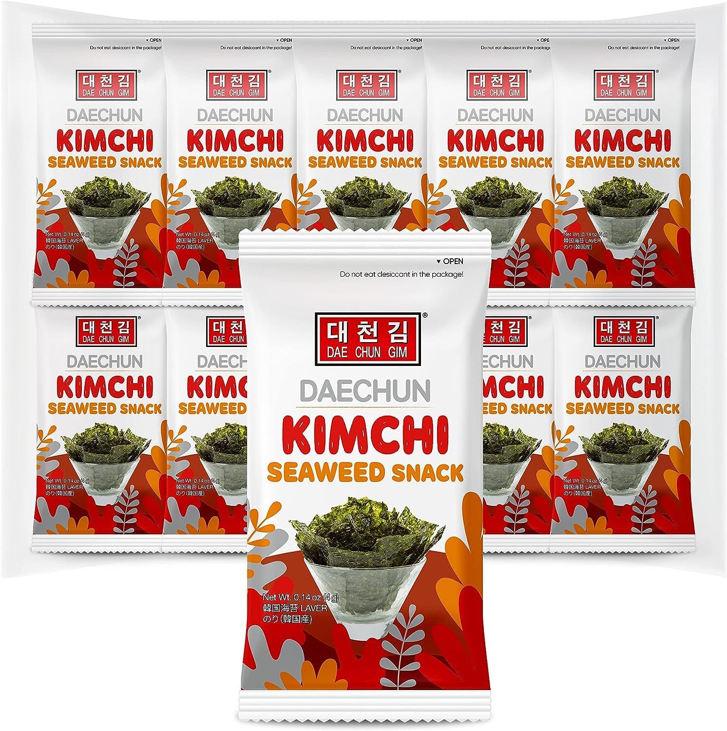 Daechun Kimchi Seaweed Snacks, (Choi''s1) 20 Pack, Vegan, Keto, Product of Korea