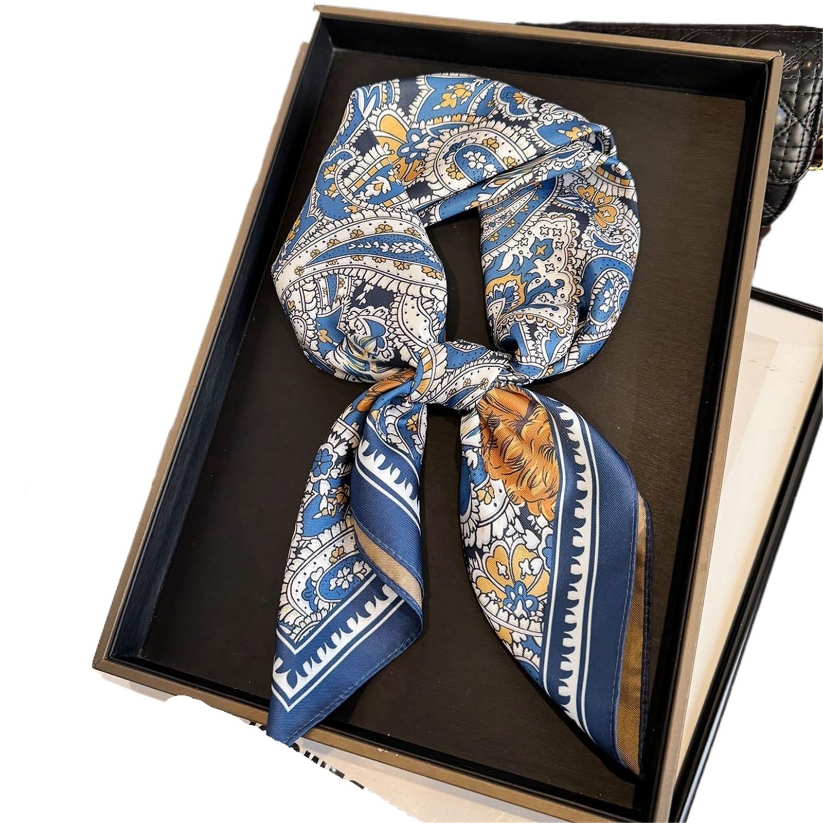 Bufanda de Seda for Mujer, 1 Uds., Bufanda Cuadrada de Seda de imitación, pañuelo con Estampado de Doble Cara, Diademas, chales