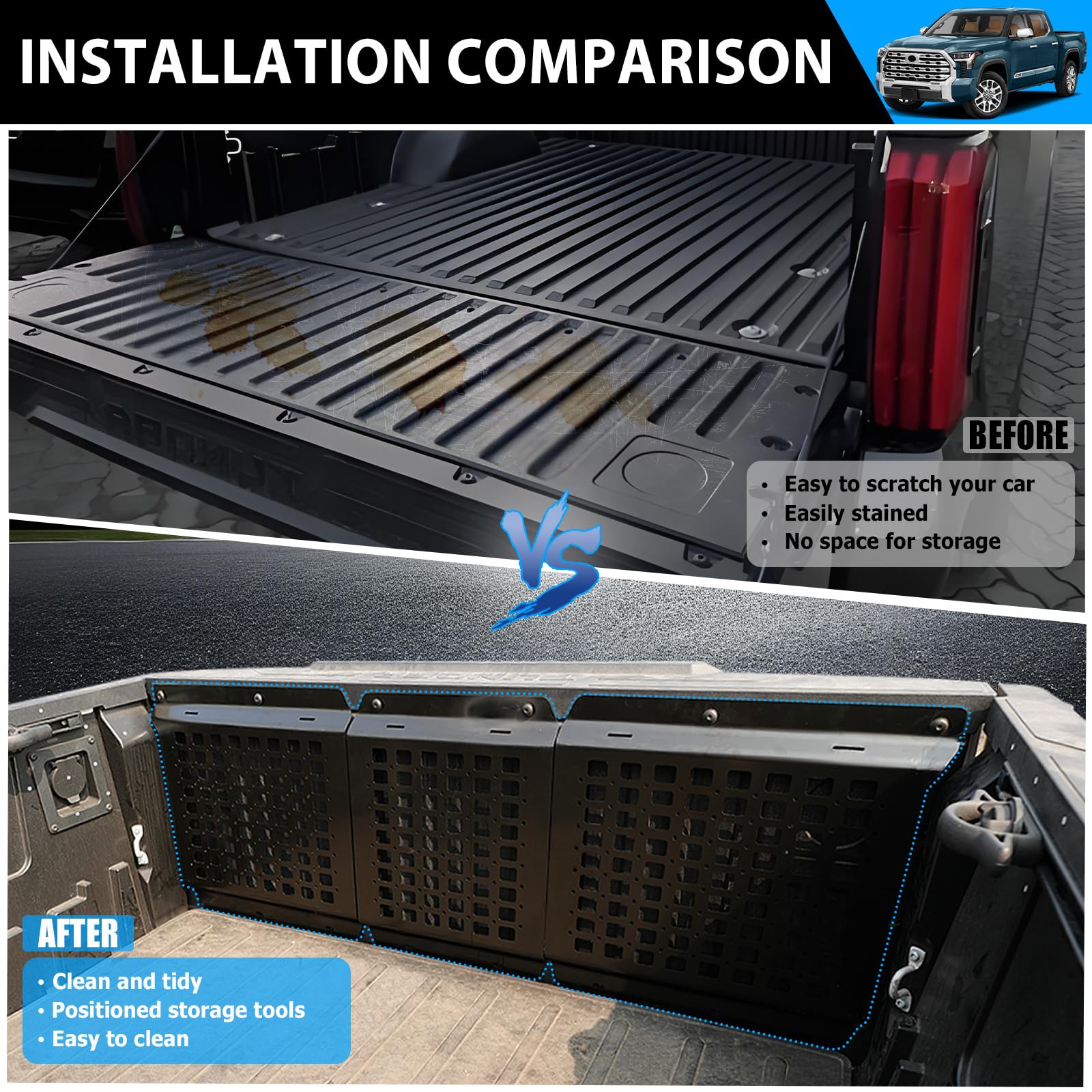 Molle Panel For Toyota Tundra (2019-2024) | Tailgate Bed Organizer & Storage Rack