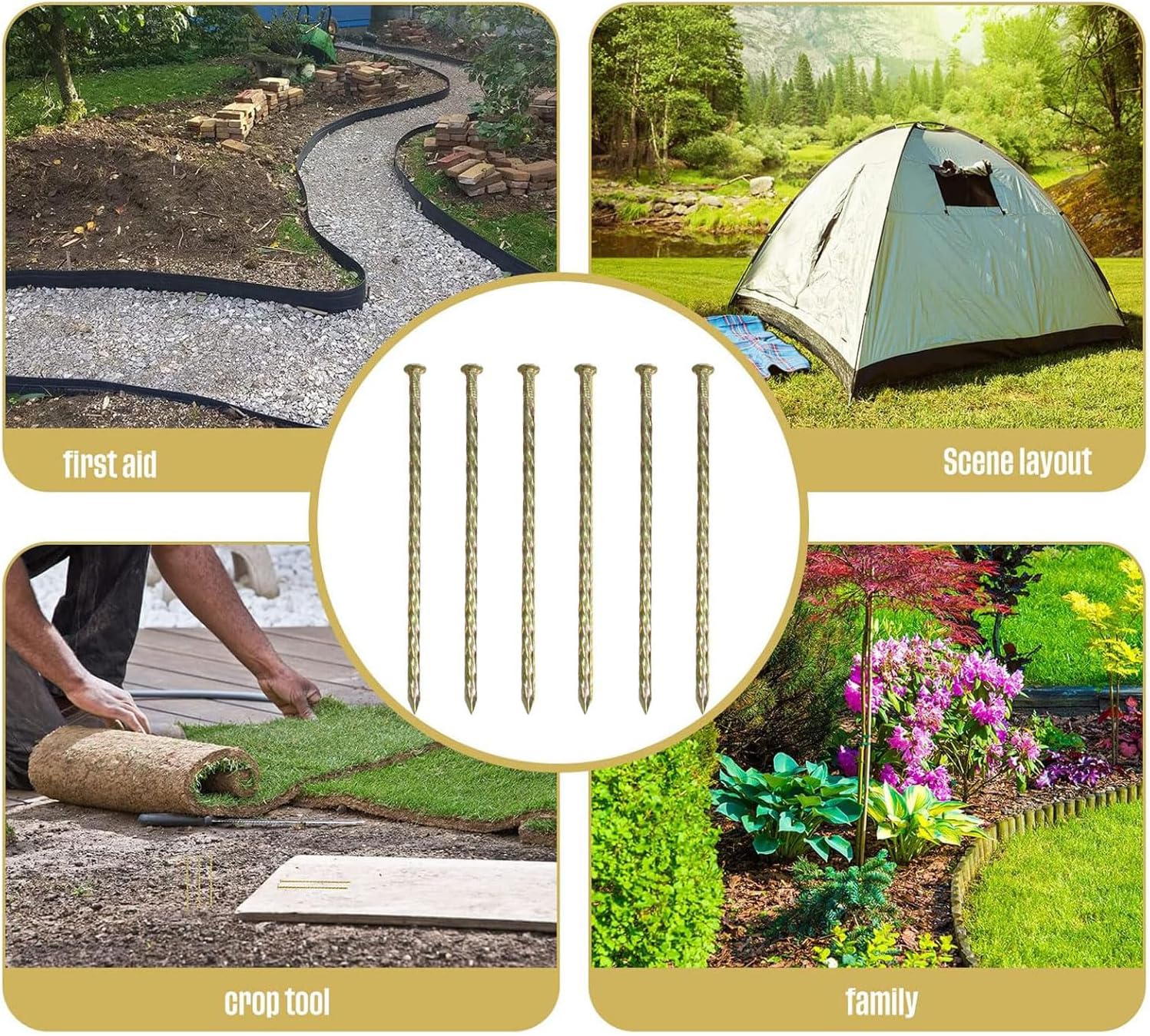 12 Inch Galvanized Heavy Duty Spiral Landscape Spikes, Metal Garden Stakes Edging Anchoring Spikes for Artificial Turf, Paver Edging, Weed Barrier, Tent, Camping, Carpentry,( 40 Pack)