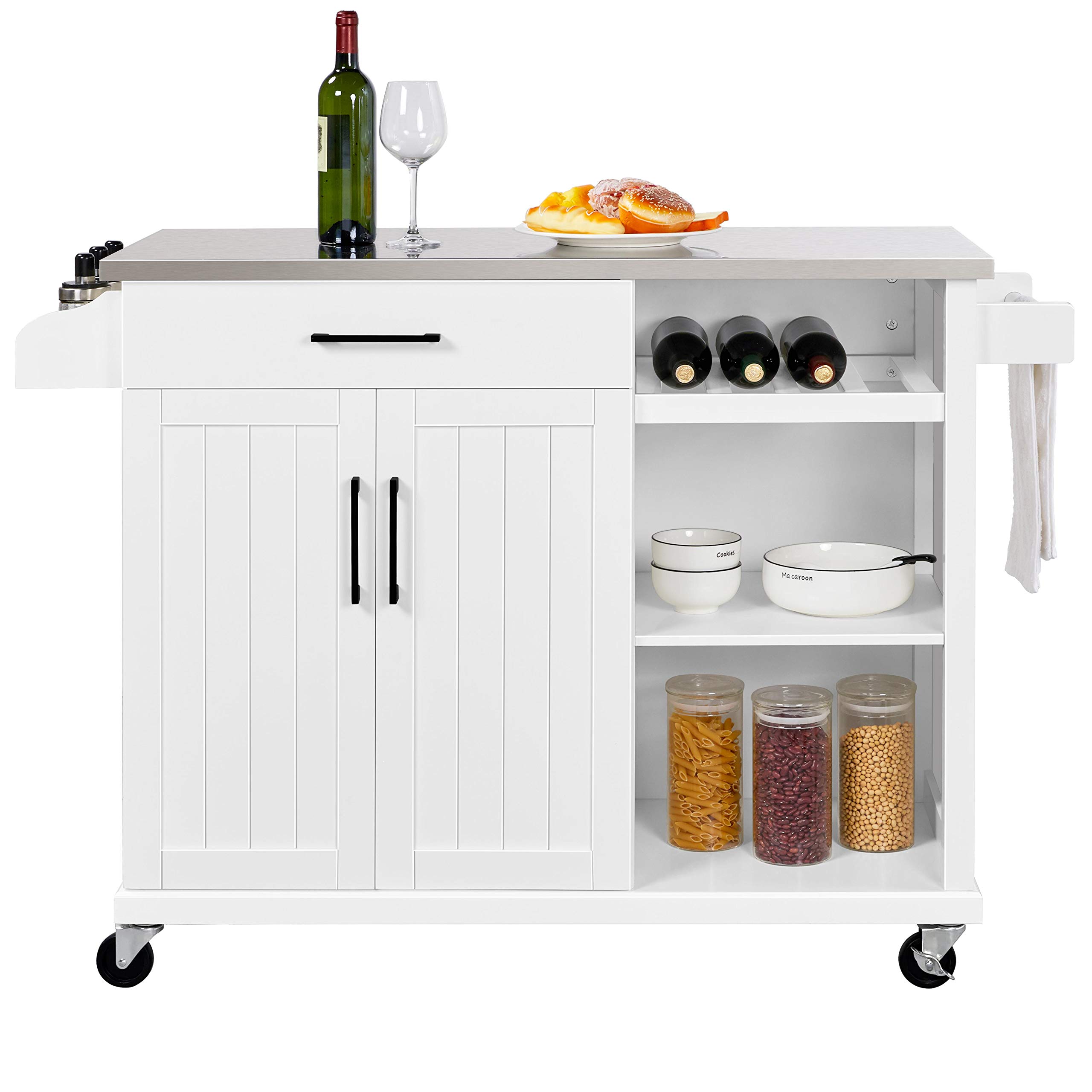 Buy Yaheetech Kitchen Island Cart with Stainless Steel Top, Rolling