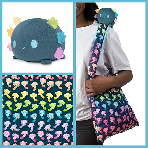 Miniatura 2 de TeeTurtle - Bolso de peluche - Axolotl azul + arcoíris - De los creadores del peluche de pulpo reversible original - Lleva a tu amigo de peluche a