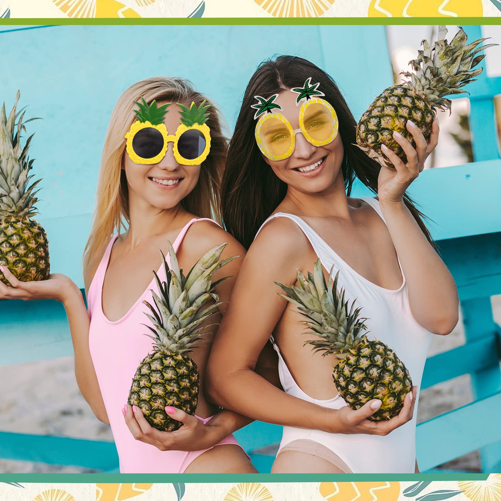 Liliful 12 par okularów przeciwsłonecznych Fiesta Tropical Ananas Śmieszne okulary przeciwsłoneczne ananas okulary hawajskie akcesoria na imprezę Luau urodziny lato plaża tematyczne upominki