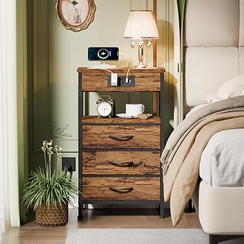 Furnulem Dresser and Night Stand Sets, 4 Drawer Dresser for Bedroom + Night Stand with Charging Station
